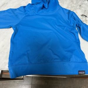 Blue Patagonia baby capilene UPF hoody